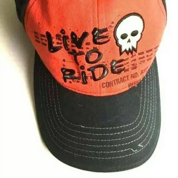 Live to Ride Red Black Hat Youth - Picture 2 of 4